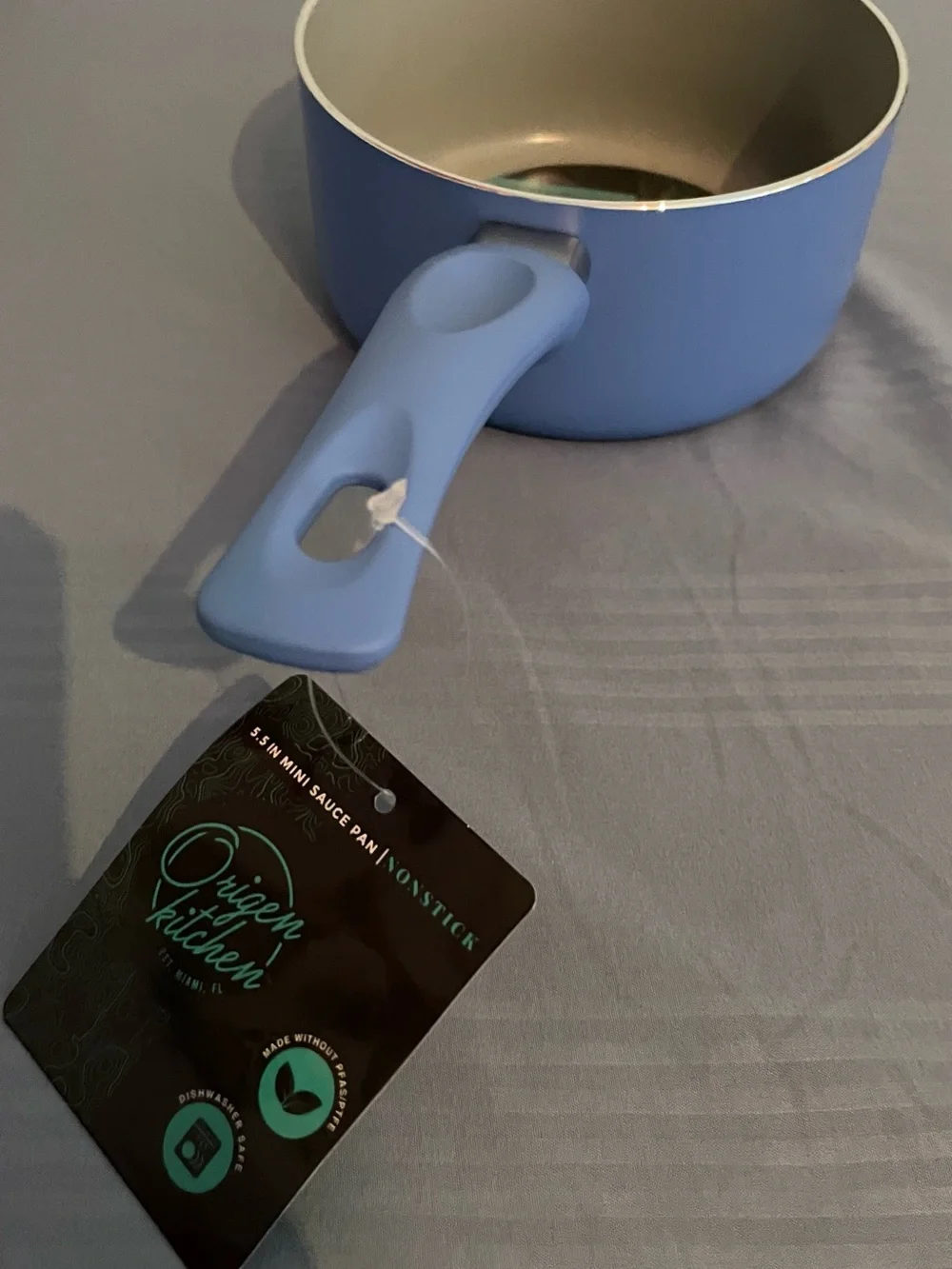 Light Blue Nonstick Mini Saucepan with Soft-Grip Handle